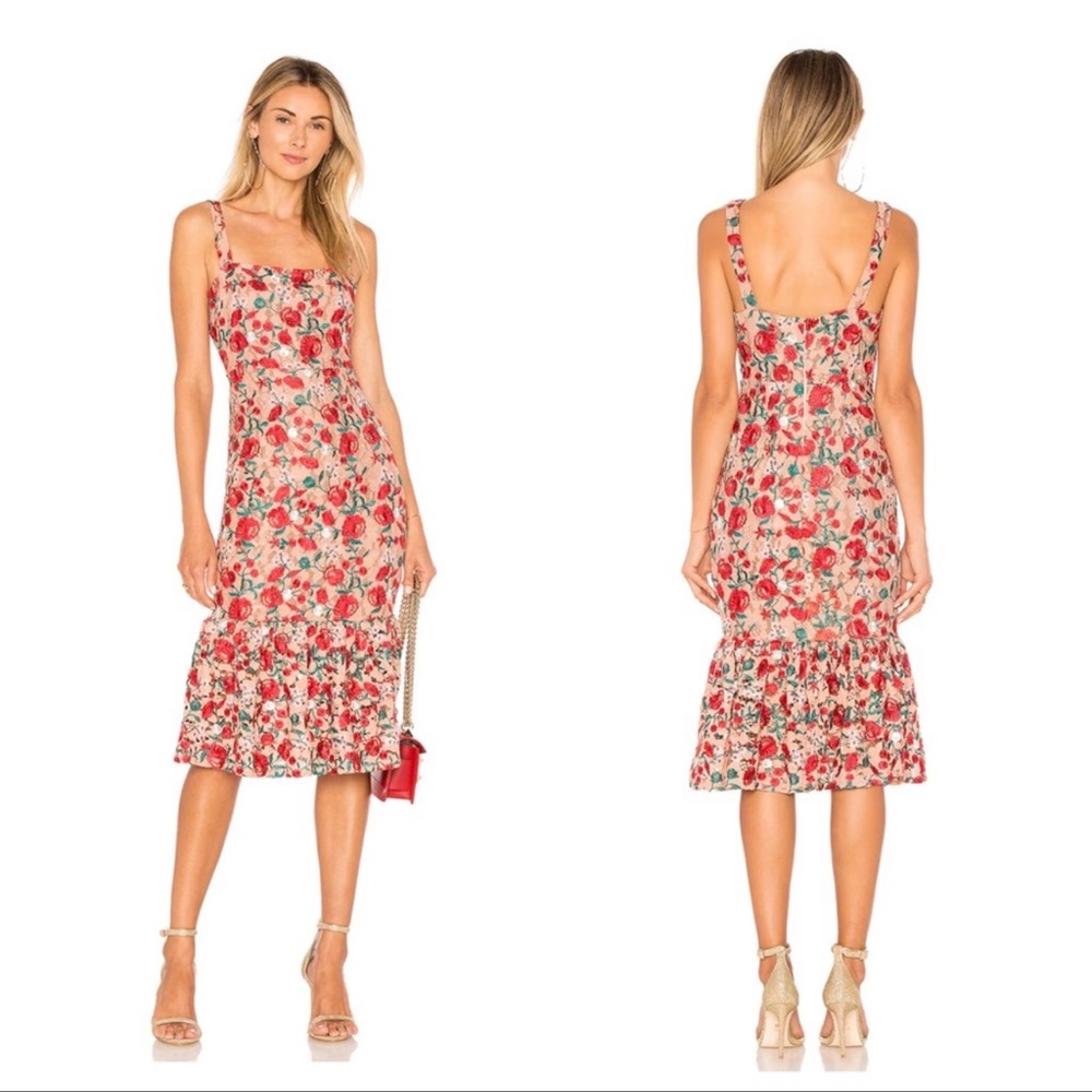 Lovers + Friends Under The Stars Midi Dress in Dark Nude Floral Size Small - Picture 1 of 10